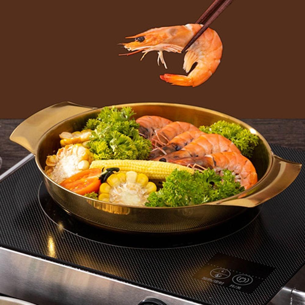 Double Ear Paella Pan Heat Resistance Instant Noodle Bowl Flat Bottom Skillet  Seafood Hot Pot