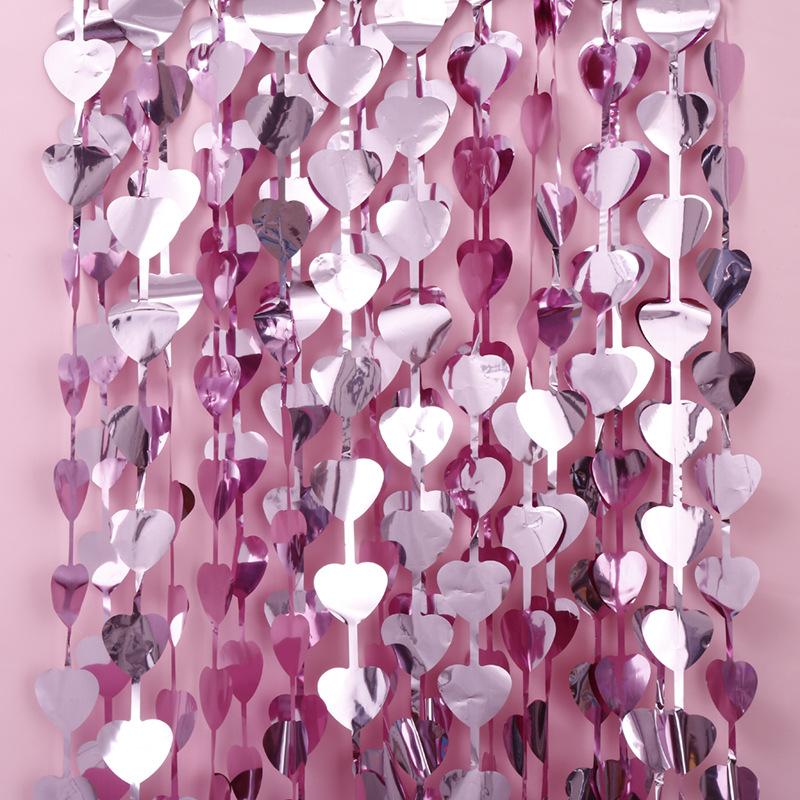 

1m*2m Rain Curtain Decoration Color Heart Pentagram Aluminum Foil Ribbon Wedding Party New Year Holiday Background Decor Supplie 1pc