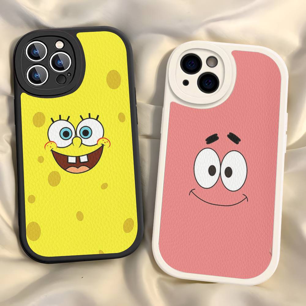 Cute SpongeBob Dolls Phone Case Hard Leather For iPhone 14 13 16 Mini 15 14 11 12 Pro Max Plus Fundas