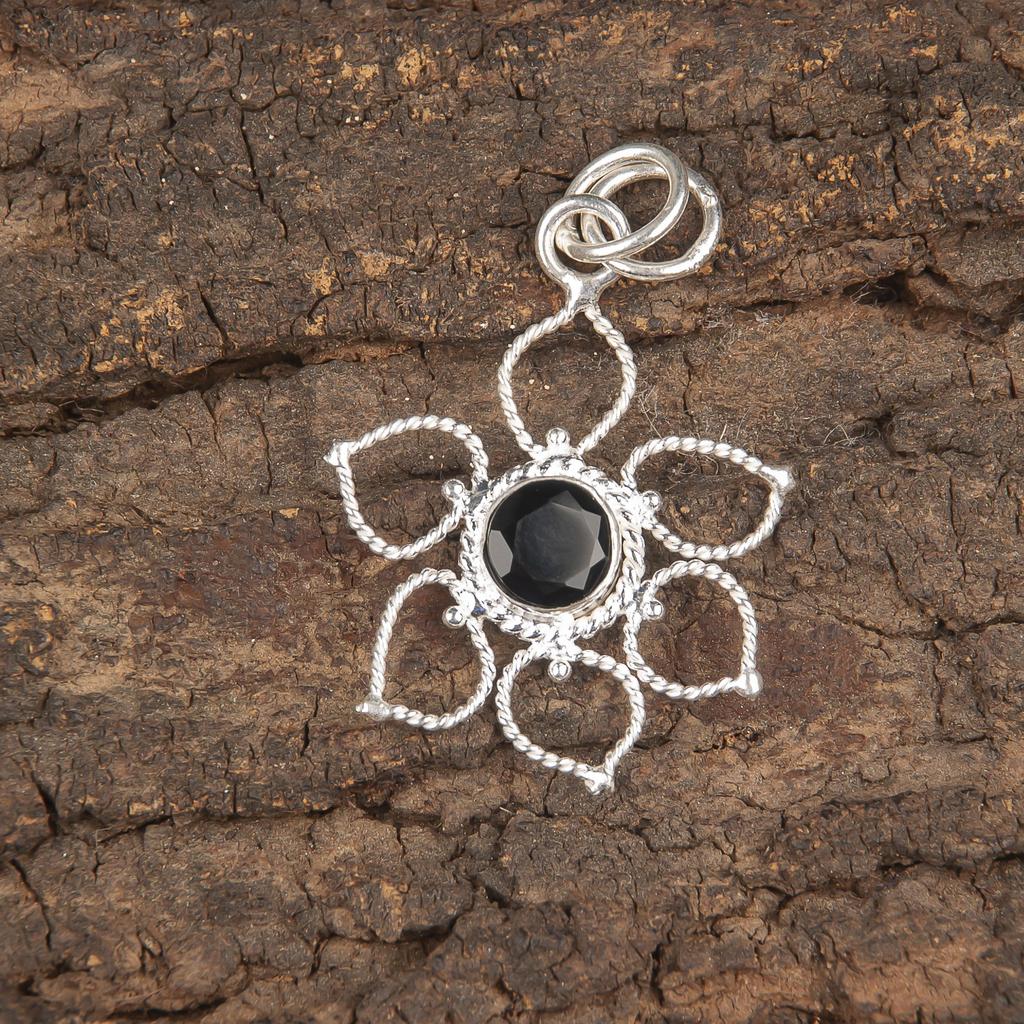 Faceted Black Onyx Gemstone Pendant, handmade Gorgeous Pendant, 925 Sterling Silver Pendant, Beautiful Spiritual Jewelry For Gift