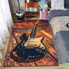 Electric Guitar Art Print Carpet with Rustic Wooden Background Design Suitable for Use As an Anti-slip for Living Room Bedroom Sofas