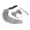 Katzenohren und Wolf Tier Schwanz Cosplay Kostüm Kunstfell Haarspange Kopfschmuck Halloween Leder Hals