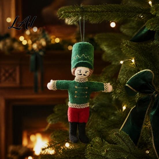 Christmas Tree Ornament Nutcracker Fabric Ornament Handmade Stuffed Soldier Decoration Pendant Xmas Hanging Decor Pendant Party Supplies Retro