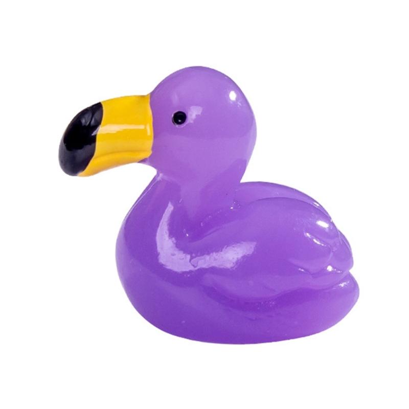 Pack of 10 Small Flamingo Duck Figurines Colorful Resins Miniature Figures Toy for Garden Landscape and Fishtank Decors