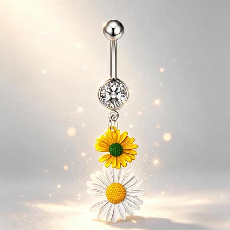 Cute Sweet Dangle Belly Button Rings  Butterfly Heart Navel Ring Stainless Steel Body Piercing Jewelry
