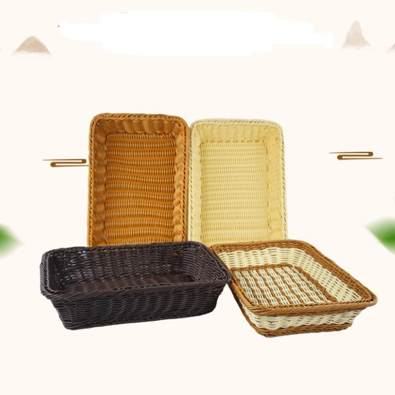 Imitation Rattan Woven Fruit Basket Handmade Bread Basket Snack Storage Basket Supermarket Fruit Display Tray