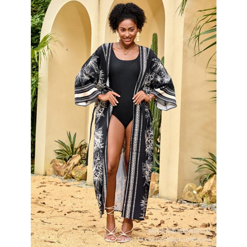 

Плюс Размер Женский Новый Пляжный Принт Кардиган Бикини Солнцезащитный Купальник С Прикрытием One Size