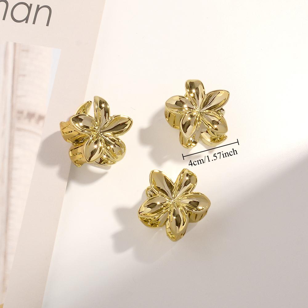 3pcs Large Small PVC Bauhinia Flower Hair Claw Clips for Women Girls Trendy Gold Silver Color Hairpin Accessories Styling Gifts