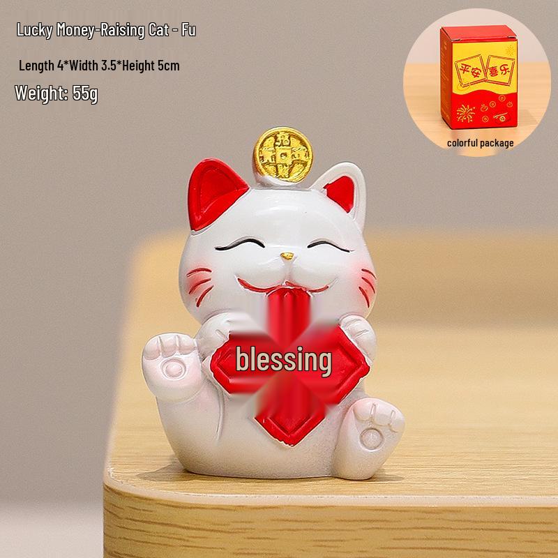 2025 Handmade Lucky Cat Ornament - Creative Cartoon Figure for Office Desk Decor and Cute Gifts