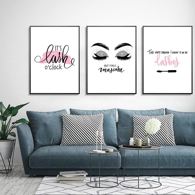 Güzel Kirpik Baskıları Makyaj İllüstrasyonu Güzellik Posteri Dekor Sanat Tuval Boyama SPA Salonu Stüdyo Duvar Dekoru HD3118