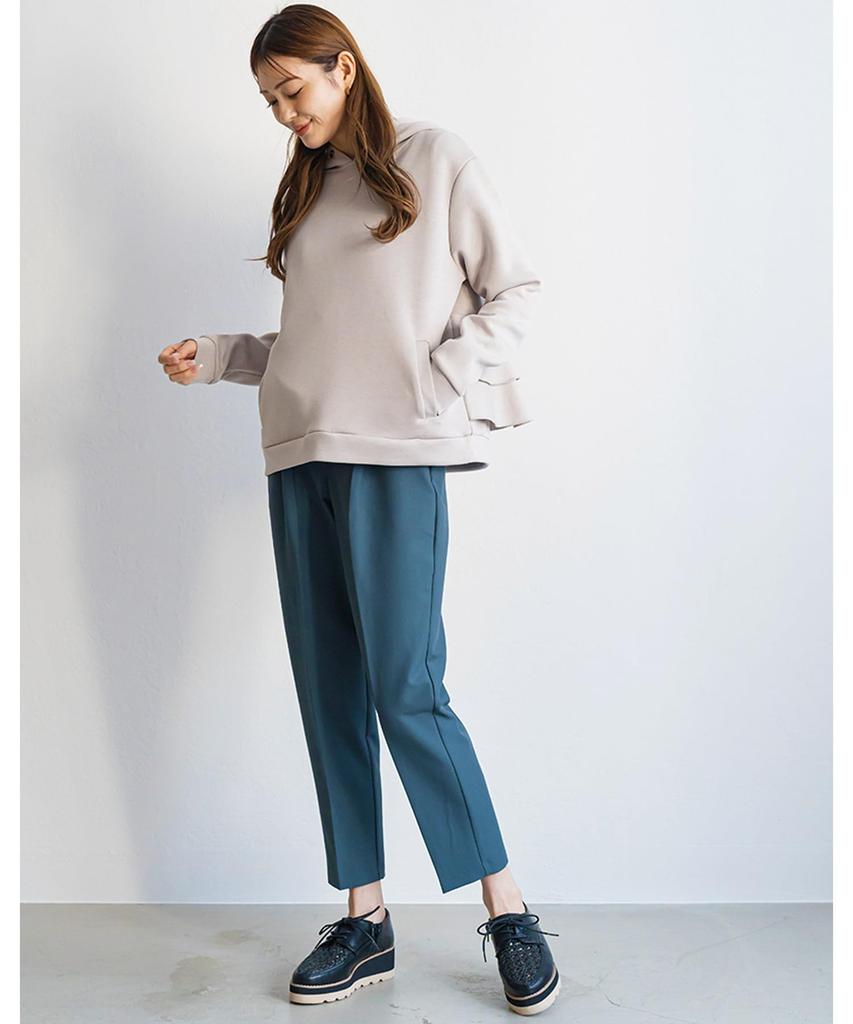Milliandeni Back Frill Pullover Long Size L Women's Hoodie, Sleeve, Greige,