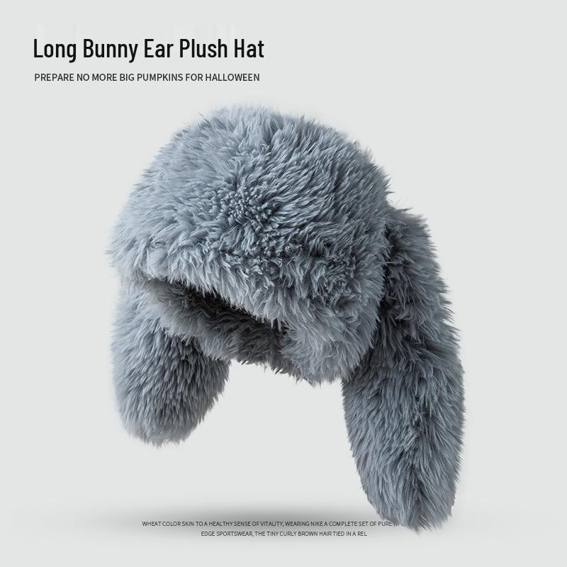 Sweet Rabbit Ear Plush Hat for Women - Winter Warm & Cold-Proof Beanie with Ear Protection