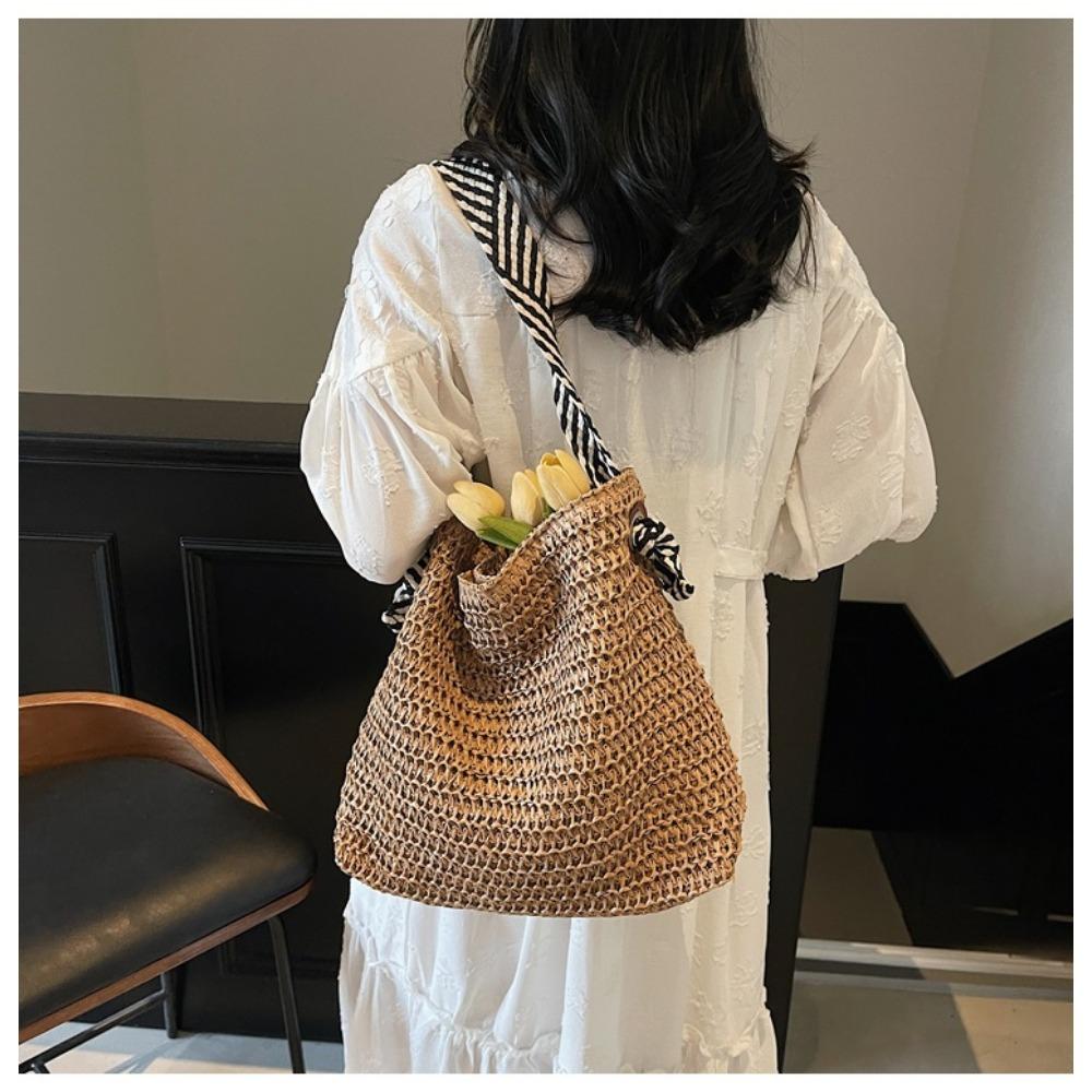 Straw Underarm Big Bag Women's New Summer Woven Shoulder Bag Travel Vacation Beach Bag  For Women, Single Shoulder Satchel, Summer Beach Tote Handbag