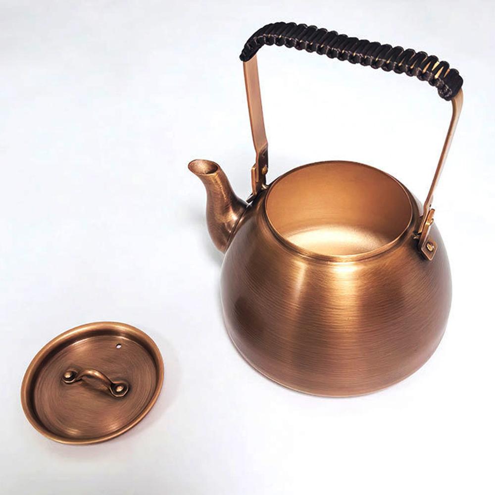 Vintage Copper Teapot, Handmade Purple Copper Kettle, Round Stove Boiling Tea Kettle, Household Handle Pot, 1.2L