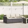 VidaXL Garden Sofa with Cushions 3-Seater Black Wicker, Outdoor Sofa, Garden Furniture, Patio Furniture, 4104172