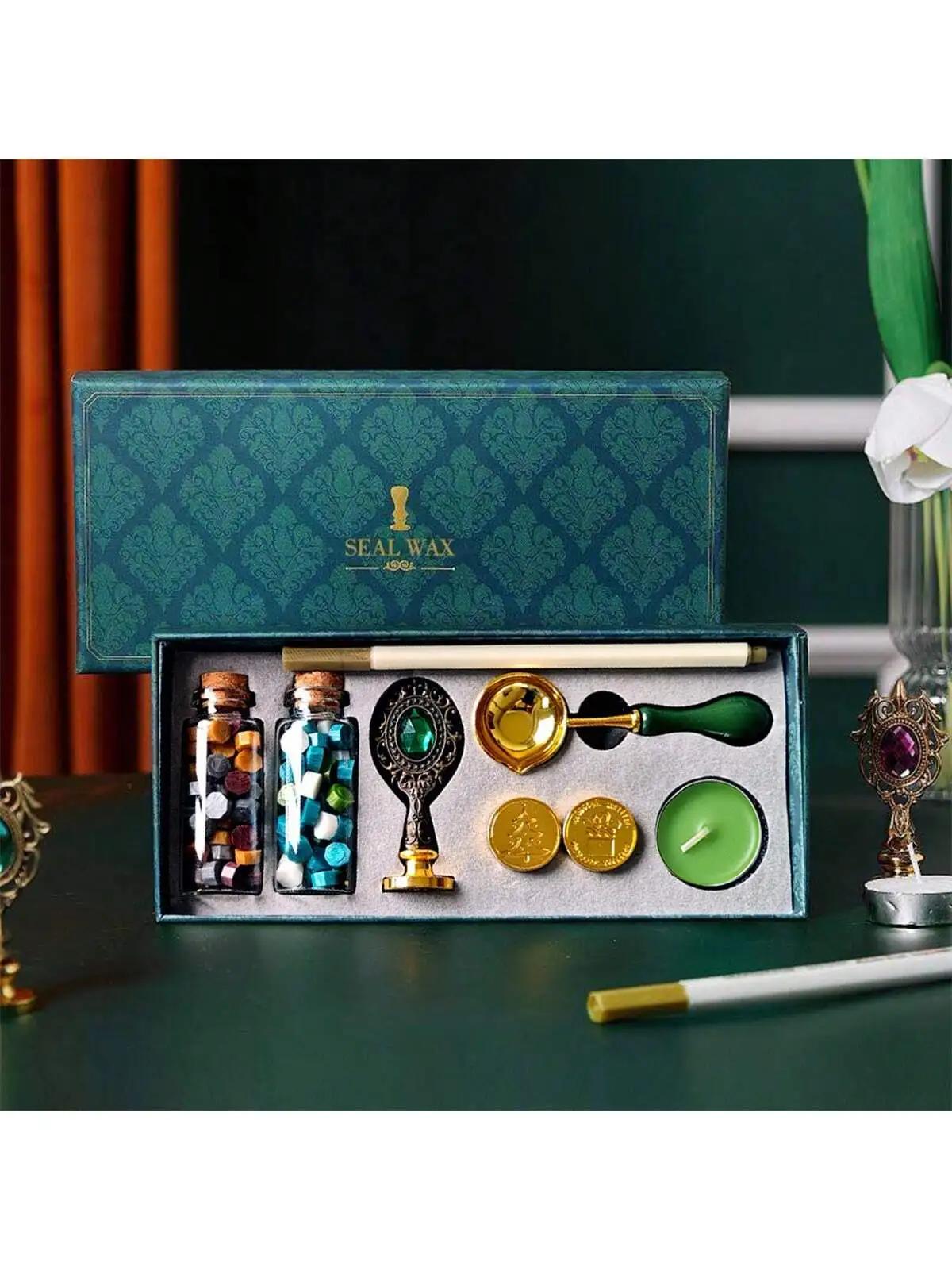

9PCS - Lacquer Seal Set Envelope Sealing Wax Lacquer Wax Particle Gift New Vintage Seal Set бронзовий