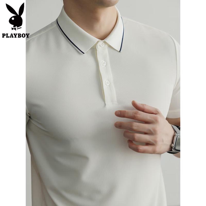 PLAYBOY Men's Half-Zip Quick-Dry Polo Shirt