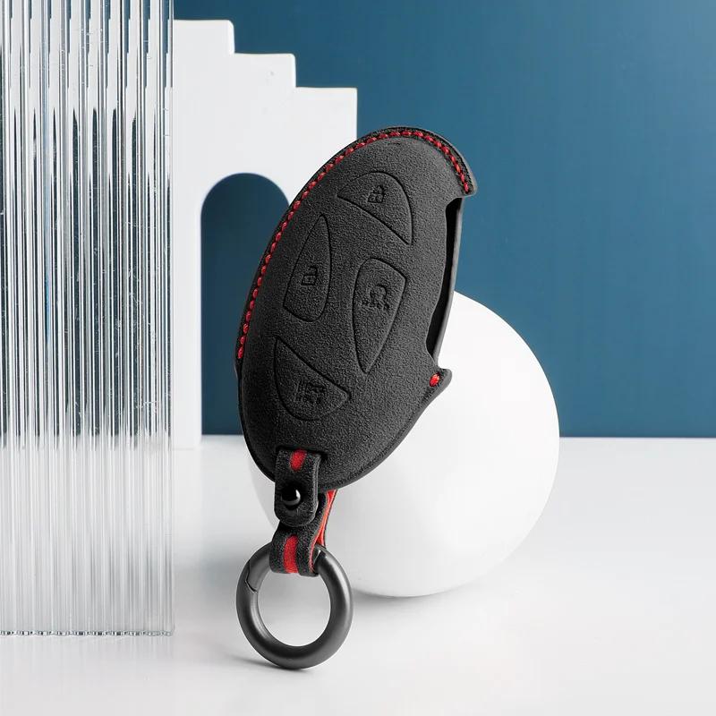 Interior Mouldings 7 Buttons Car Key Case For Hyundai Grandeur GN7 Kona Ev 2023 lonic 6 Auto Smart Remote Suede KeyChain Cover S
