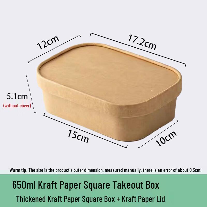 650ml Disposable Kraft Paper Meal Box with Lid