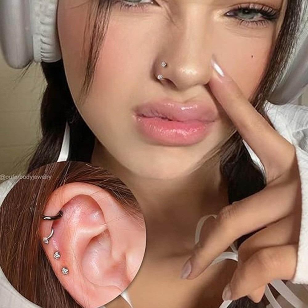 2 PCS Stainless Steel Nose Ring C Shaped Daith Piercing Jewelry Cartilage Helix Earrings Party