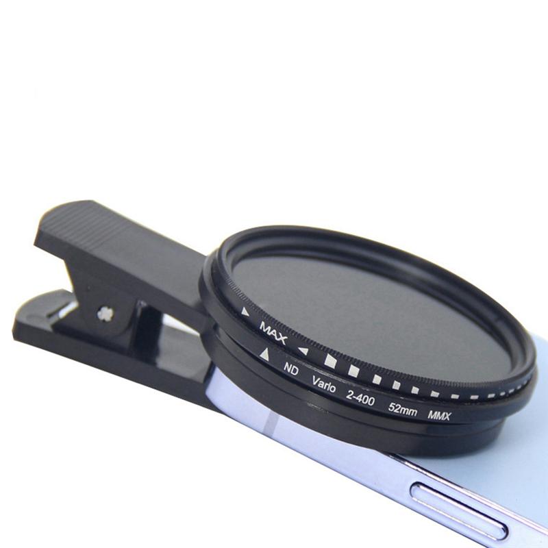 New Arrival 52Mm Phone ND Filter ND2 To ND400 Clip-On Variable Neutral Density Filter For Phone Mobile Smart Phone Camera