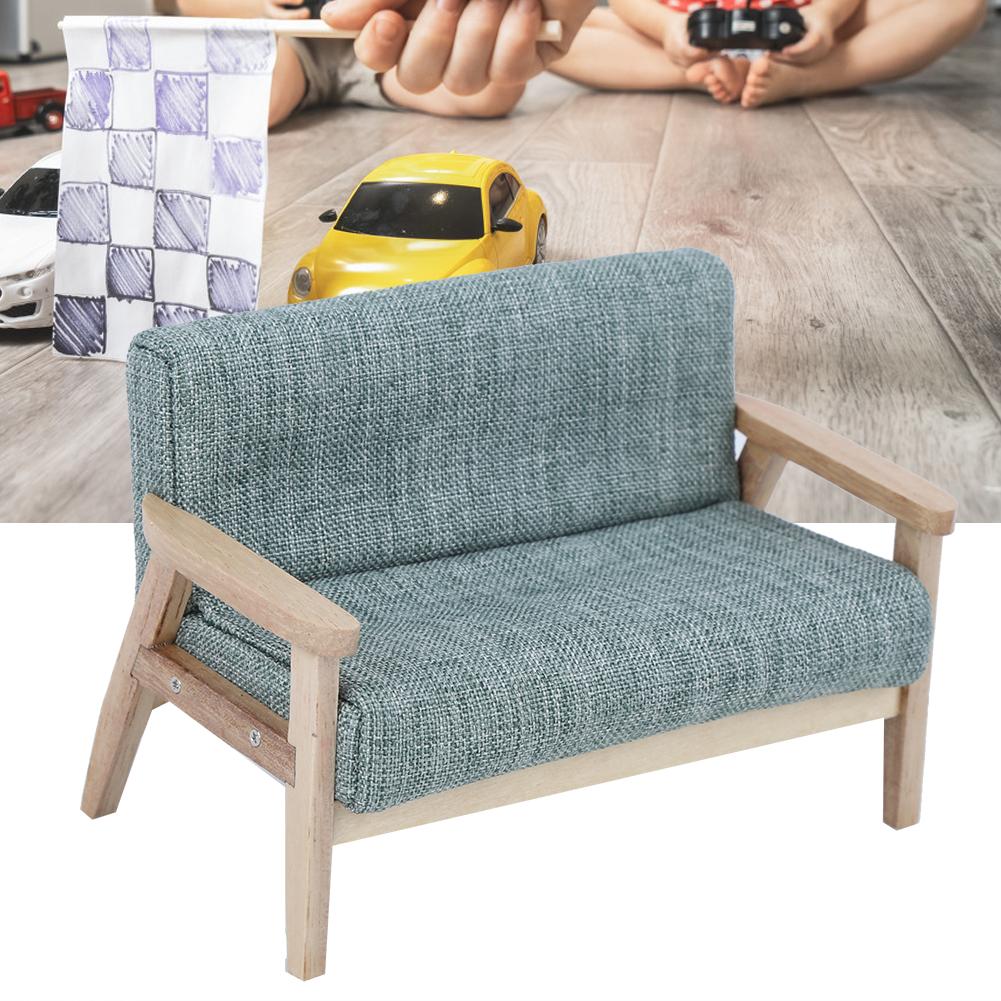 1:12    Ature   Toy Furniture Model Japanese Wooden Armchair Fabric Sofa