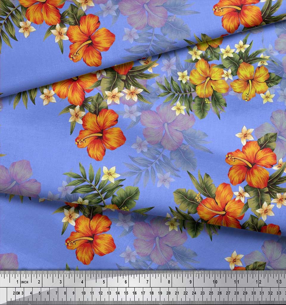 Soimoi Japońska krepa satynowa Tkanina w kwiaty i liście Tropikalne nadruki na metry 42 cale