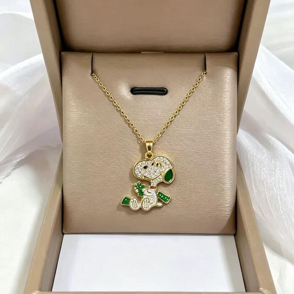 Cartoon Dog Pattern Colored Zircon Daily Versatile Niche Clavicle Necklace For Women