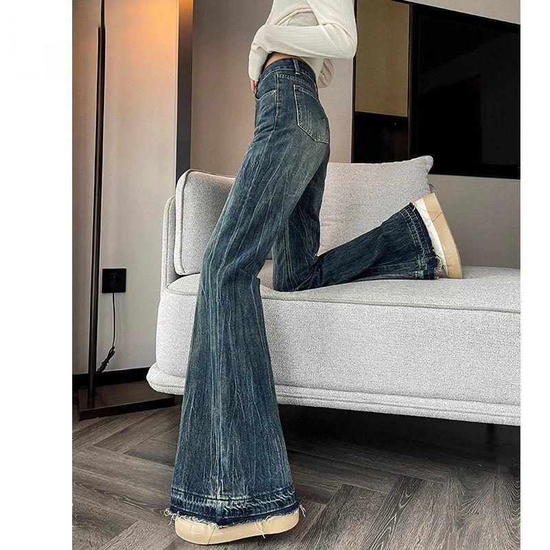 Women's Slimming Velvet Flare Jeans - Wide Leg, Horseshoe Style for 2025/26 Autumn/Winter and Spring