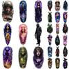 9pcs Temporary Tattoo Colorful Realism Alien Woman With UFO Wizard With Staff Dark Warrior With Scythe For Adult Arms Male