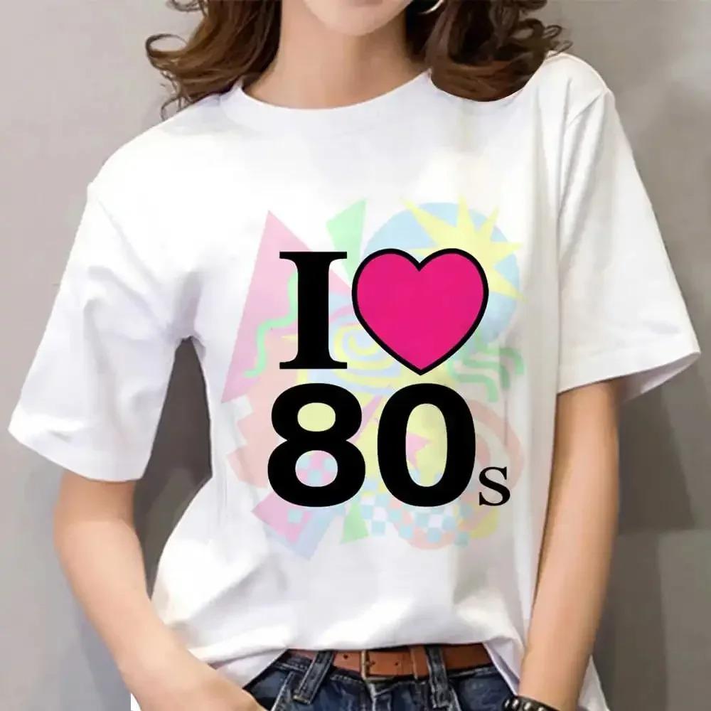 

3D Printed Tshirt Love 80 for Womens Tops Summer Oneck Short Sleeved Oversized Top Casual Tshirt Loose Streetwear Tshirts S