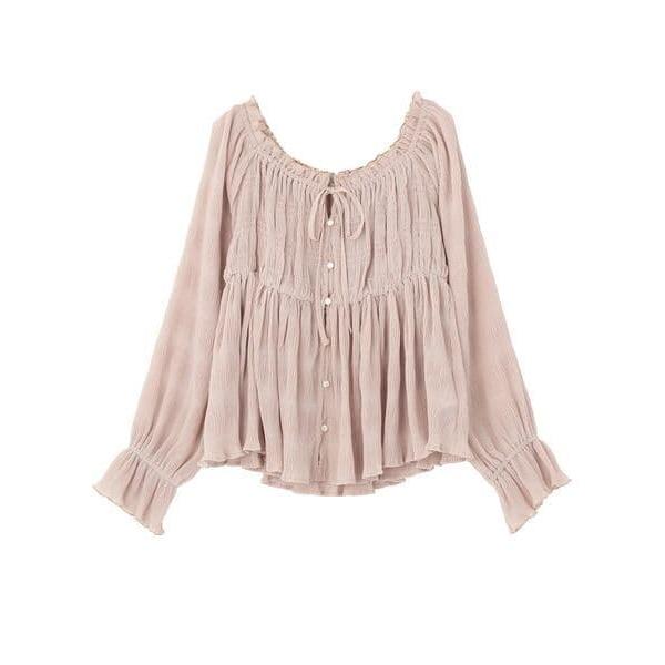 earth music&ecology ruched ruffle off-shoulder blouse
