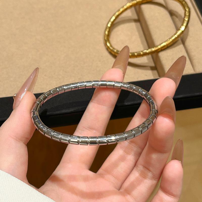 Stainless Steel Bamboo Cuff Bracelets Bangles For Woman Gold Color Wedding Female Luxury Jewelry Gifts