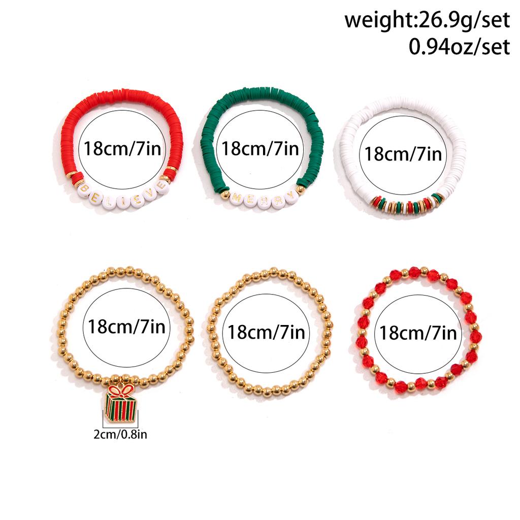 SHIXIN New Fashion Christmas Bracelets Set Women Christmas Tree Santa Claus Snowman Pendant Bracelet Elasticity Beaded Bangle