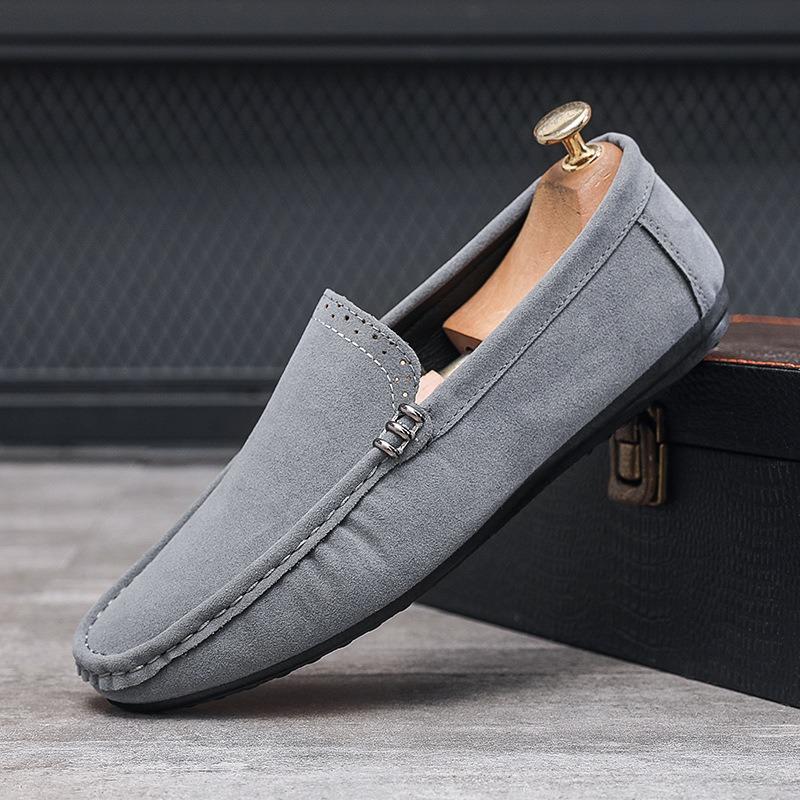 Summer New Doudou Shoes Men's Trend Suede One-pedal Versatile Lazy Shoes Matte Casual Spirit Guy Leather Shoes