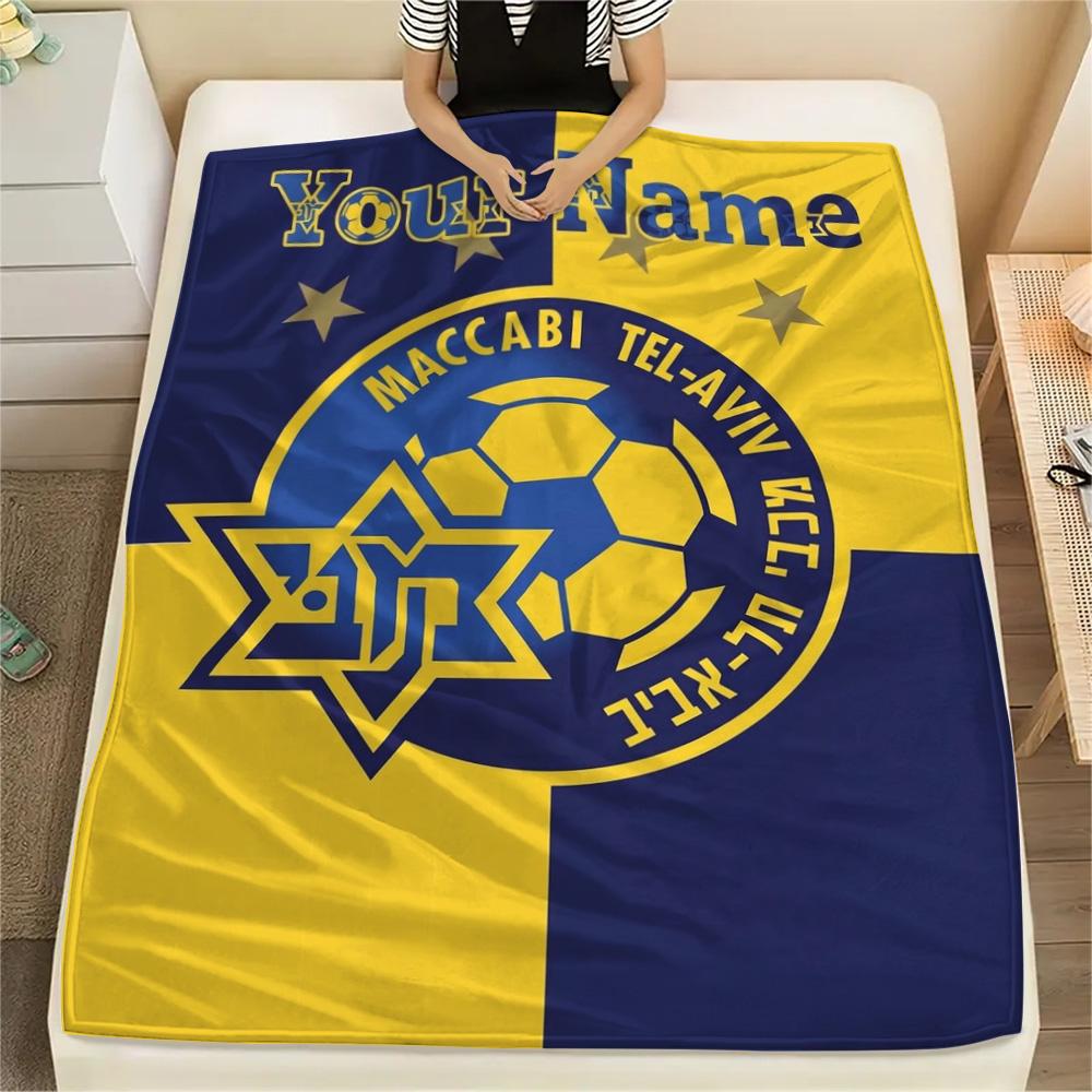 1 Stück Maccabi Fanartikel Benutzerdefinierter Name Gemustert Flanelldecke Geeignet Für Alle Jahreszeiten Für Heimdekoration Wärme Und Komfort Geschenke Feiertagsgeschenk