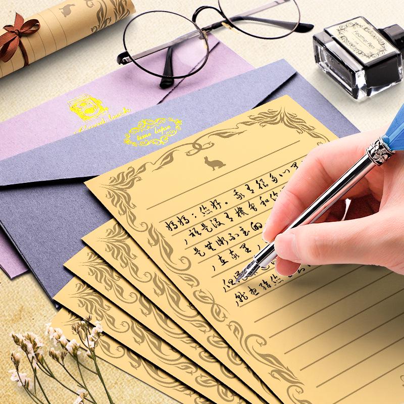 Set de Papelería Retro de Alta Gama en Papel Kraft: Tarjetas de Felicitación Gruesas, Sobres y Postales