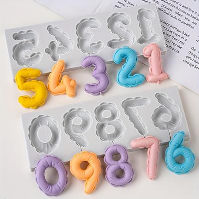 2pcs/set Silicone Number 0-9 3D Embossed Fondant Candy Chocolate Mold, Birthday Cake Decoration DIY Baking Handicraft