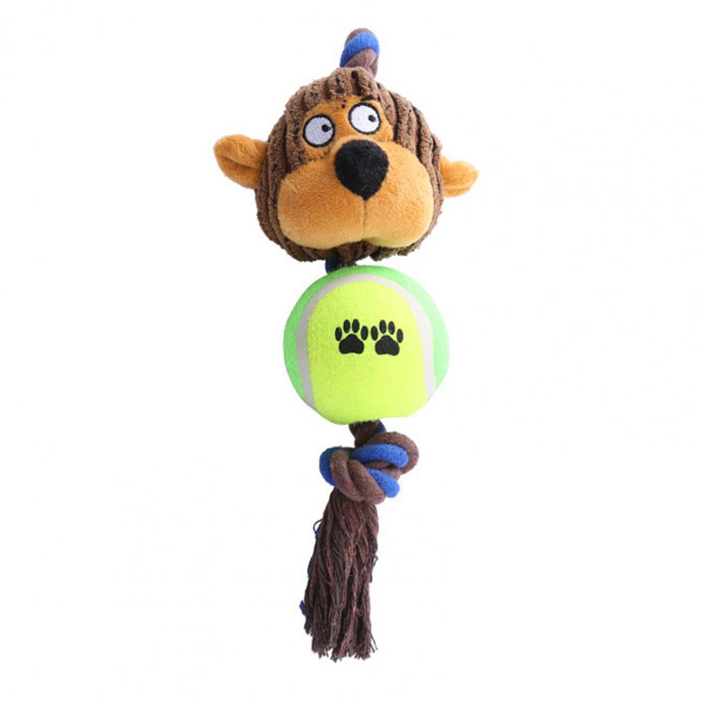 Plush Dog Chew Toy Plush Squeaky Dog Toy Set Head Tennis Ball Chew Toy Cotton Rope Knot for Medium Dogs Teeth Soft Head Dog