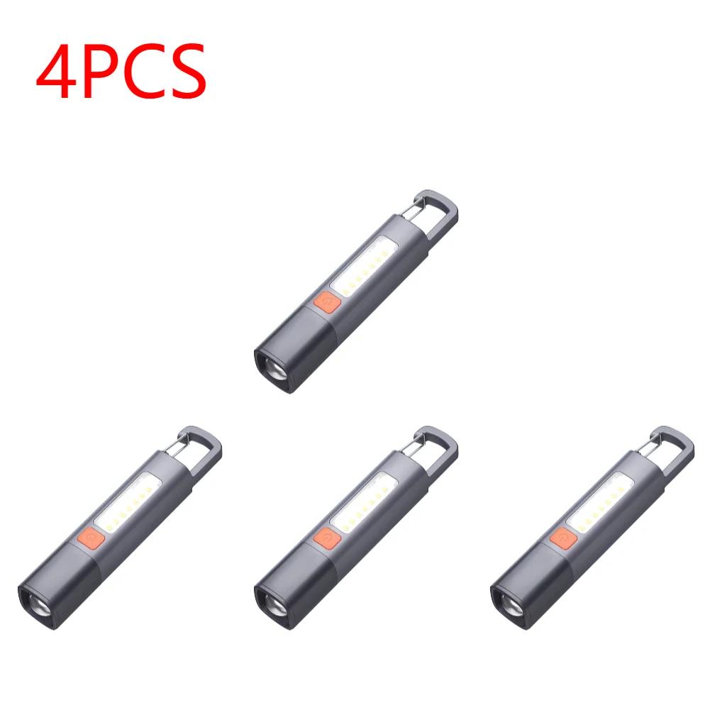 1-10Pcs Outdoor Flashlights Portable Strong Light Variable Focus with Floodlight Side Lights Long Range Torch USB Rechargeable