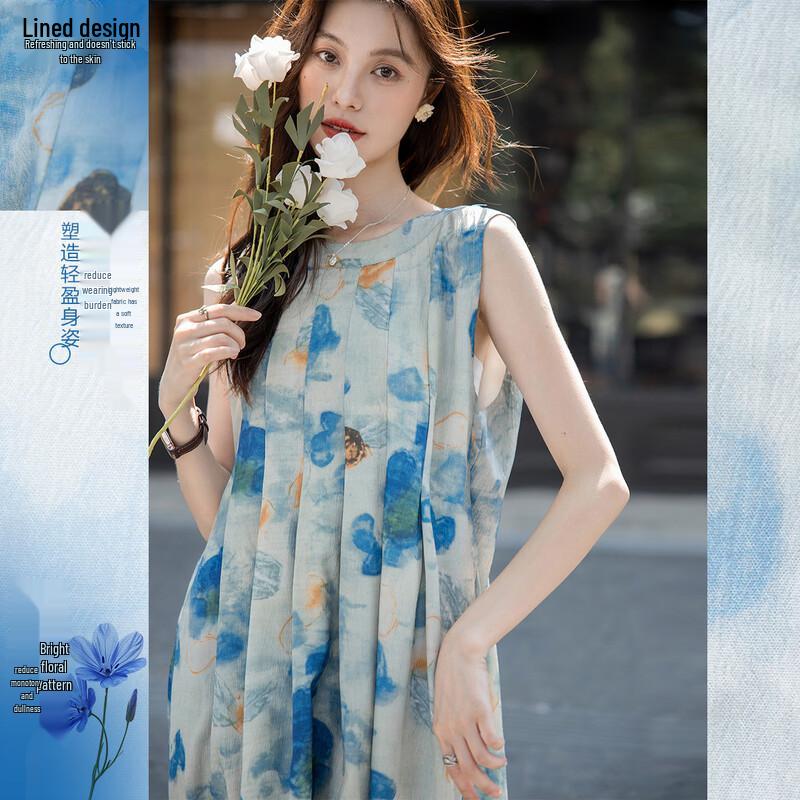 

Mocana Women s Floral Ink Print Sleeveless Midi Dress 2XL