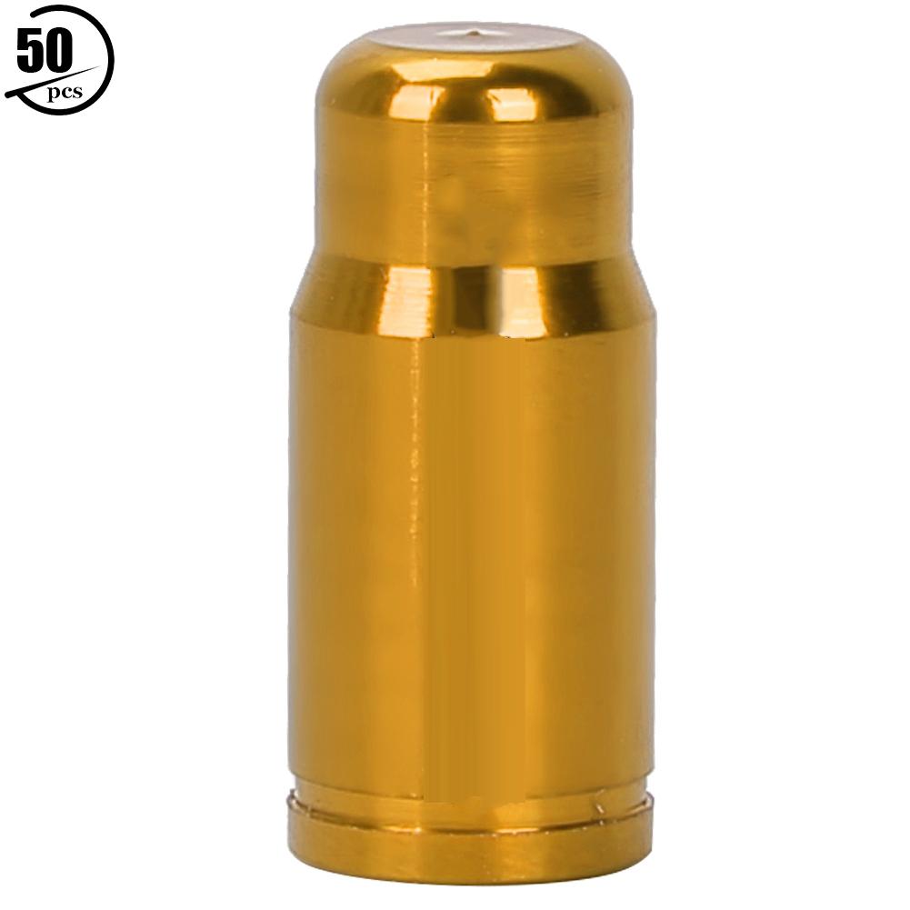 50pcs Aluminum Alloy Anodized Bike Tire Presta Air Valve Anti dust Cover Caps (Gold)