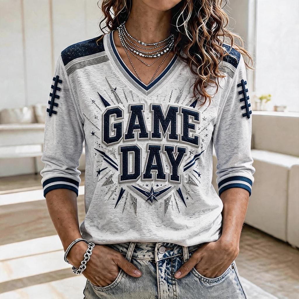 Women's Rugby Fan Shirt 3/4 Sleeve Sports Support Top