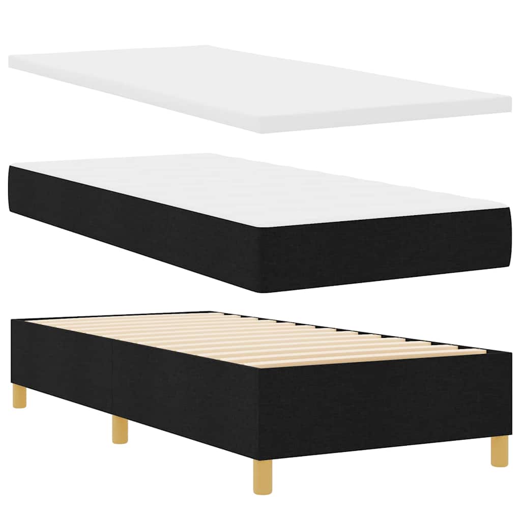 Box Spring Bed with Headboard Black 200 x 90 cm Fabric
