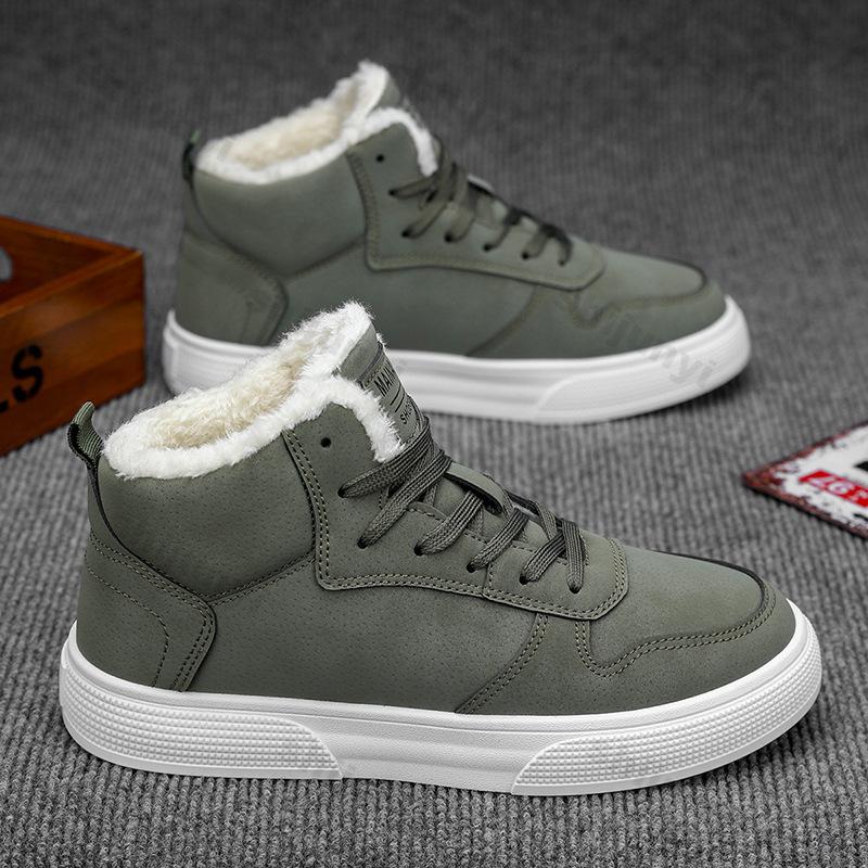 

Мода Мужская Мода Тренд Повседневные Теплые Толстоподошвенные Плюшевые Ботинки 2025 Зима Удобные Универсальные Высокие Нескользящие Массивные Хлопковые Ботинки 44 зелёный