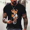 Men's T-shirt 2024 Summer New Round Neck Short Sleeved Bear 3D Printed Plus Size Top