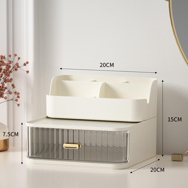 High-Capacity Cosmetic Storage Box: Dustproof Makeup and Skincare Organizer for Dormitory Dressing Table