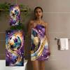Watercolor Galaxy Soccer Beach Towel, Abstract Purple Gold Football Print Microfiber Towel, Quick Dry Sports Bath Towel for Beac