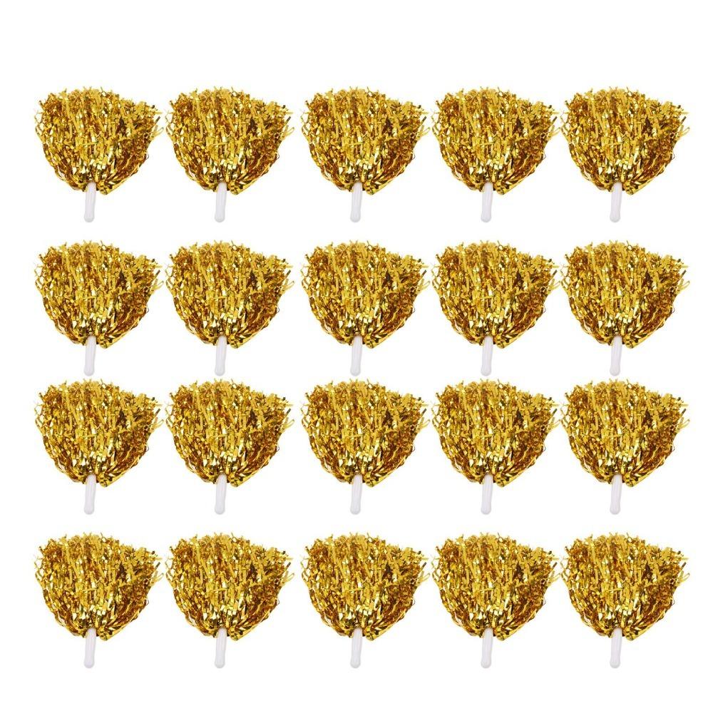20PCS PET Cheering Hand Flowers Handle Cheerleader Pompoms Cheerleading Pom Poms For Sports Party