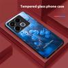 Blue Flower Element For Infinix Note 40 4G 30i 12 G96 Smart 8 Hot 9 Play 10 11S 12 20i 50 Pro Plus 5G Tempered Glass Phone Case